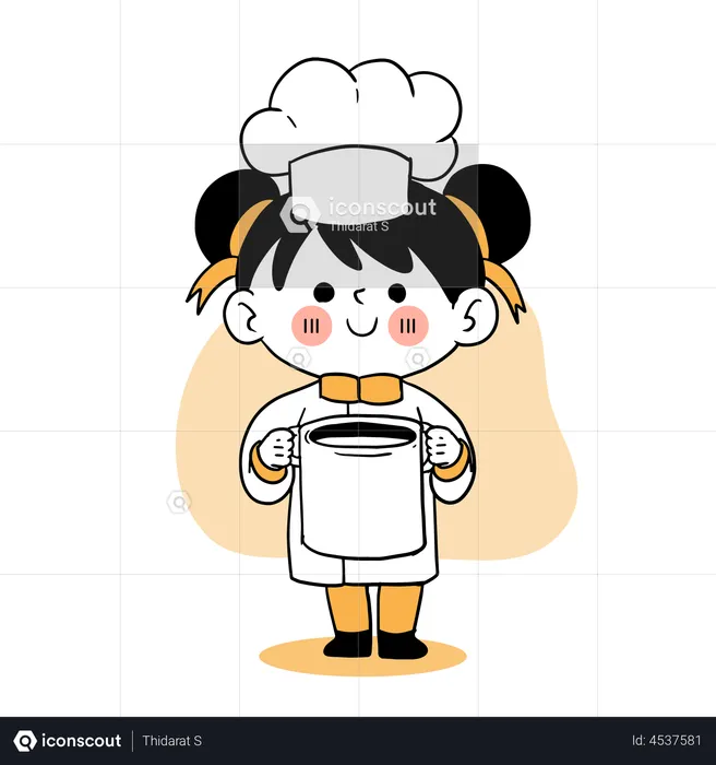 Little chef cooking food  Illustration