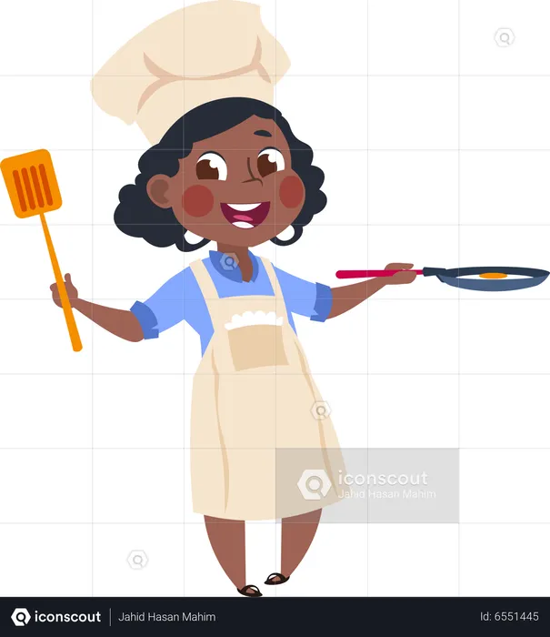 Little chef making food  Illustration