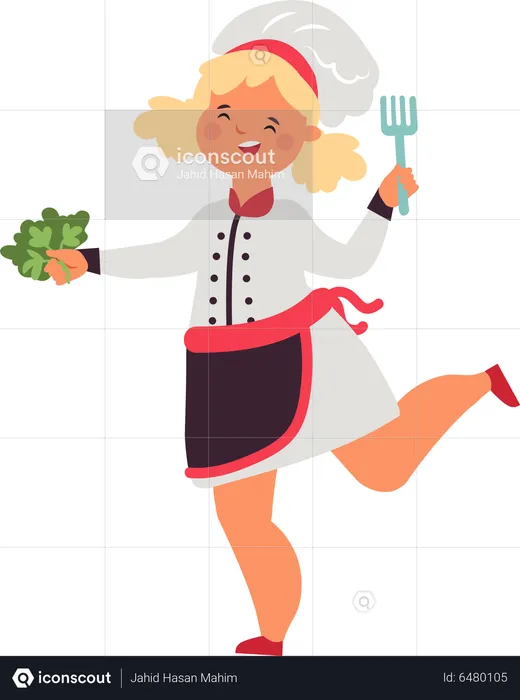Little chefs with cutlery  Illustration