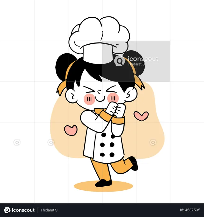 Little cute chef feeling happy  Illustration