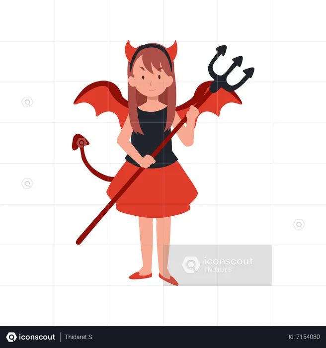 Little cute girl in halloween costumes  Illustration