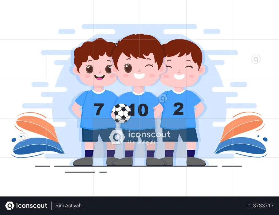Little Football players  Illustration