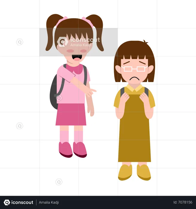 Little Girl Bullying Another Girl  Illustration