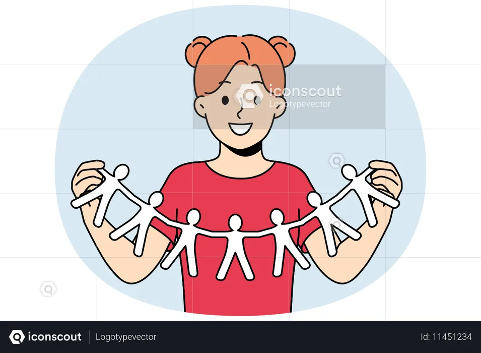 Little girl calls for solidarity and collaboration  Illustration