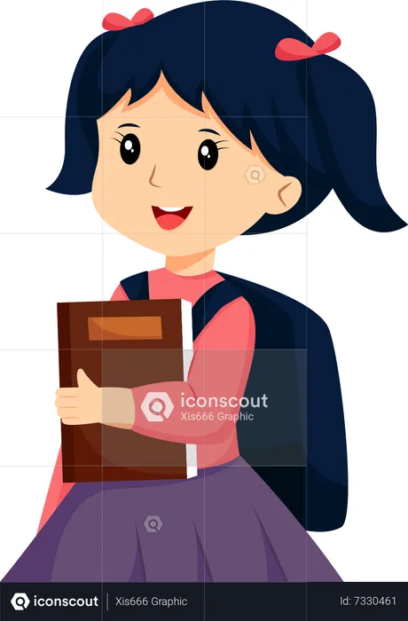 Little Girl Carrying book  Illustration