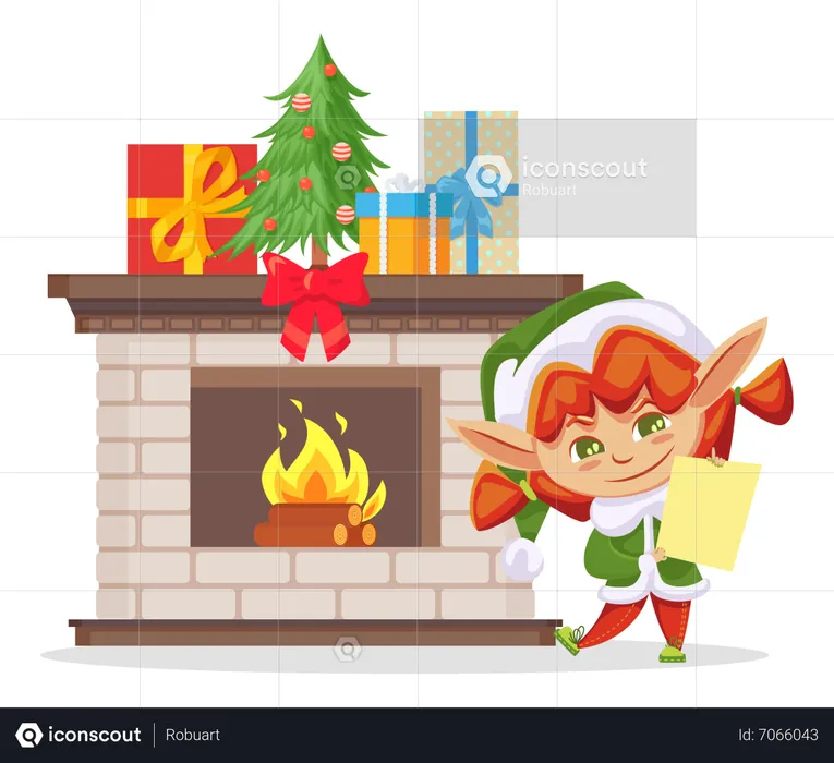 Little girl celebrate christmas  Illustration