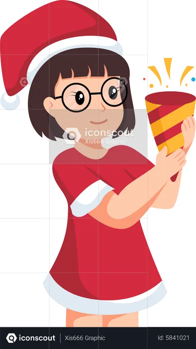 Little girl celebrating christmas  Illustration