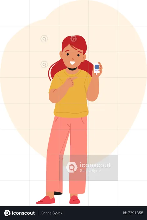 Little Girl Checking Blood Sugar Levels With Glucometer For Diabetes Management  Illustration