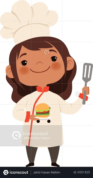 Little girl chef making food  Illustration