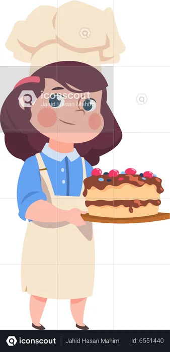 Little girl chef making food  Illustration