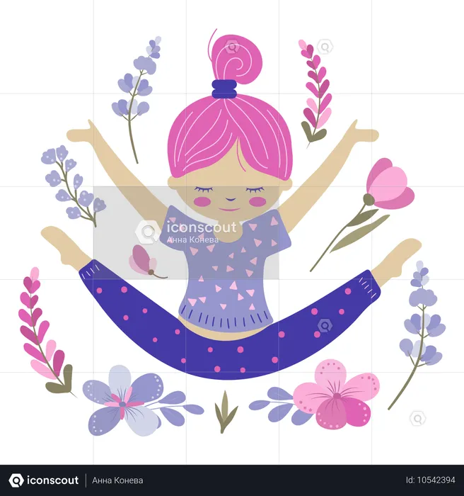 Little Girl doing gymnastics  Illustration