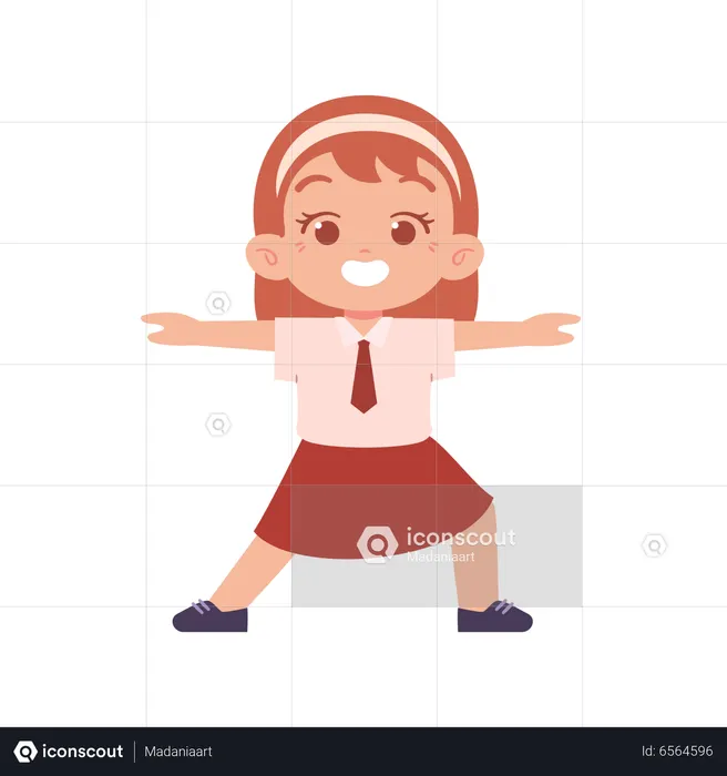 Little Girl Doing Stretching Exercise  Illustration