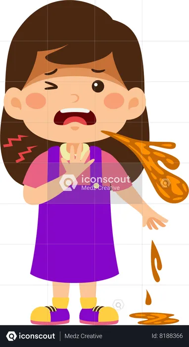 Little girl doing vomiting  Illustration