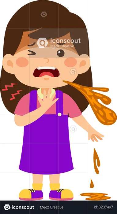 Little girl doing vomiting  Illustration