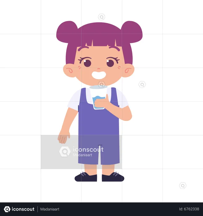 Little Girl drinking water  Illustration