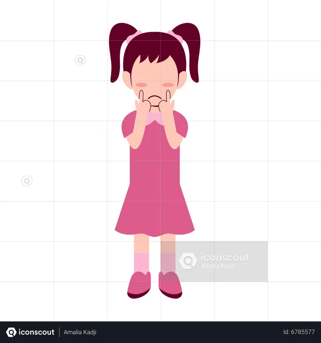 Little Girl Feeling Sad  Illustration