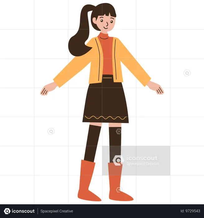 Little girl going outdoor while wearing autumn clothes  Illustration