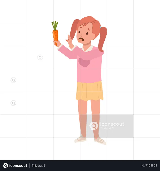 Little girl hate carrot  Illustration
