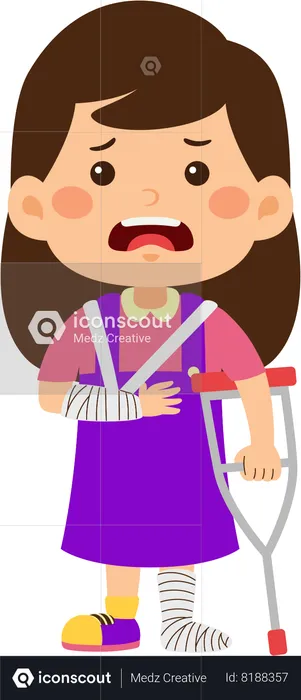 Little girl having fracture  Illustration