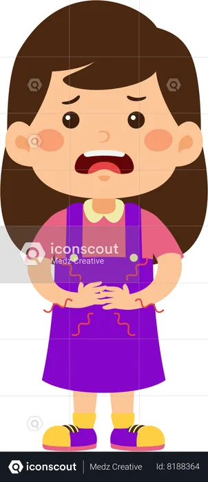 Little girl having stomachache  Illustration