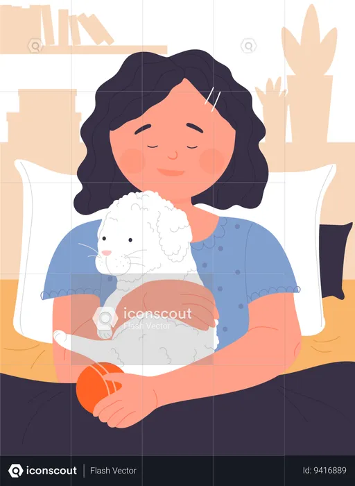 Little girl Holding dog  Illustration