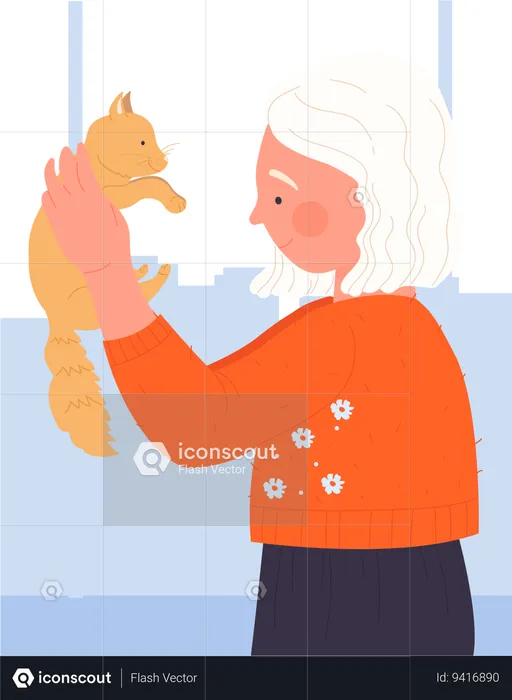 Little girl holding Pets  Illustration