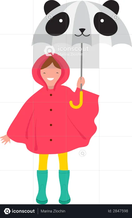 Little girl holding umbrella  Illustration
