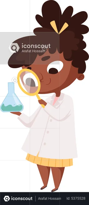 Little girl in chemistry Lab  Illustration