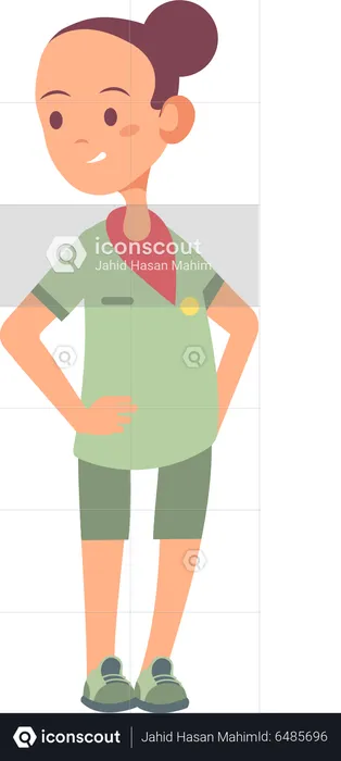 Little girl in scout uniform  Illustration