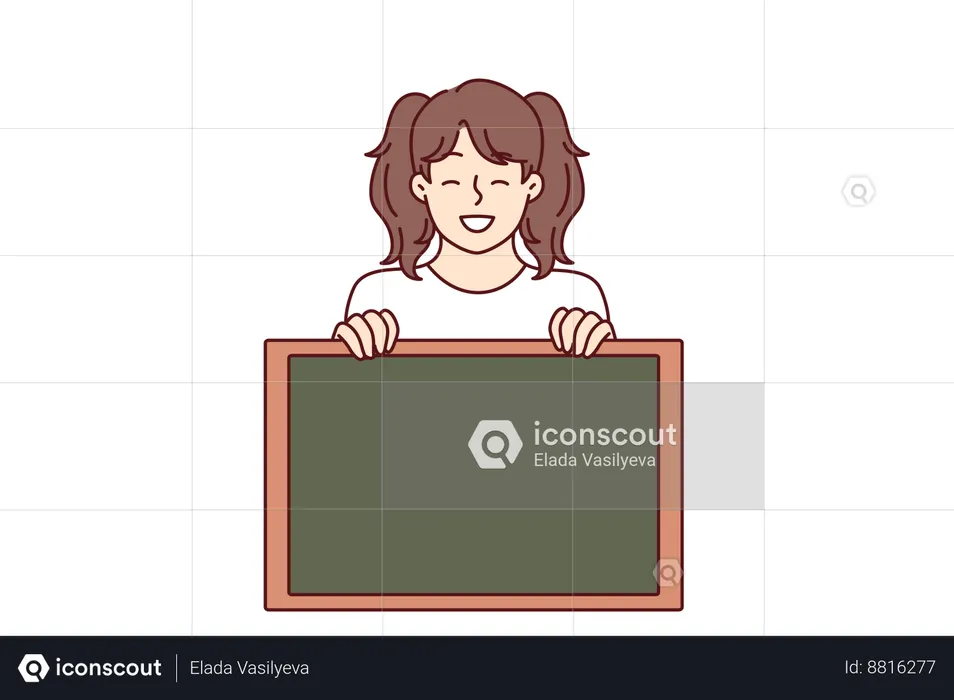 Little girl is demonstrating advertisement  Illustration