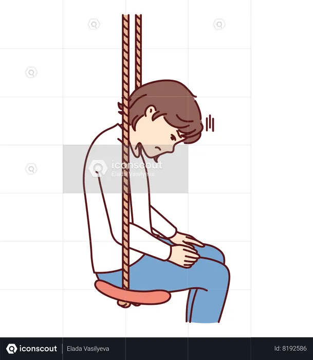 Little girl is sad sitting in swing due to lack of friends  Illustration