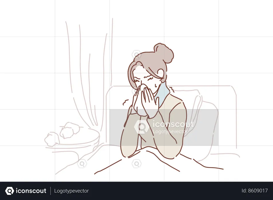 Little girl is taking rest at home  Illustration