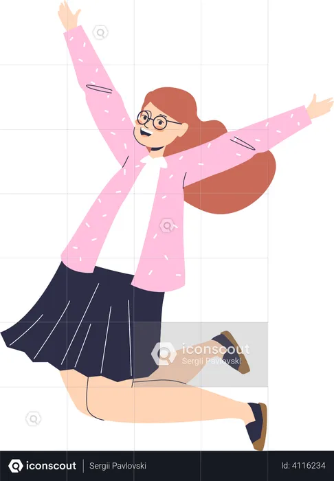 Little girl jumping and celebrating  Illustration