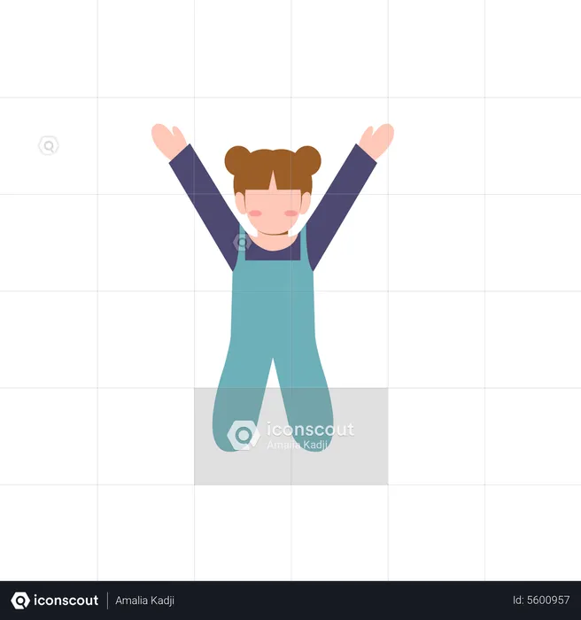 Little girl jumping out of joy  Illustration