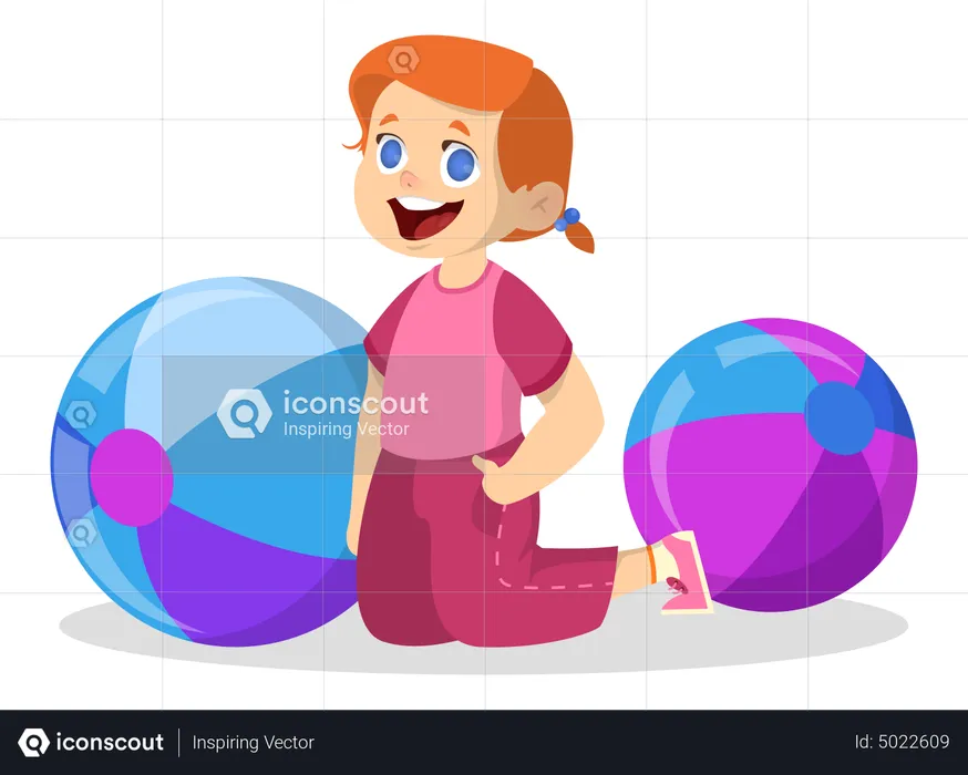 Little girl playing ball  Illustration
