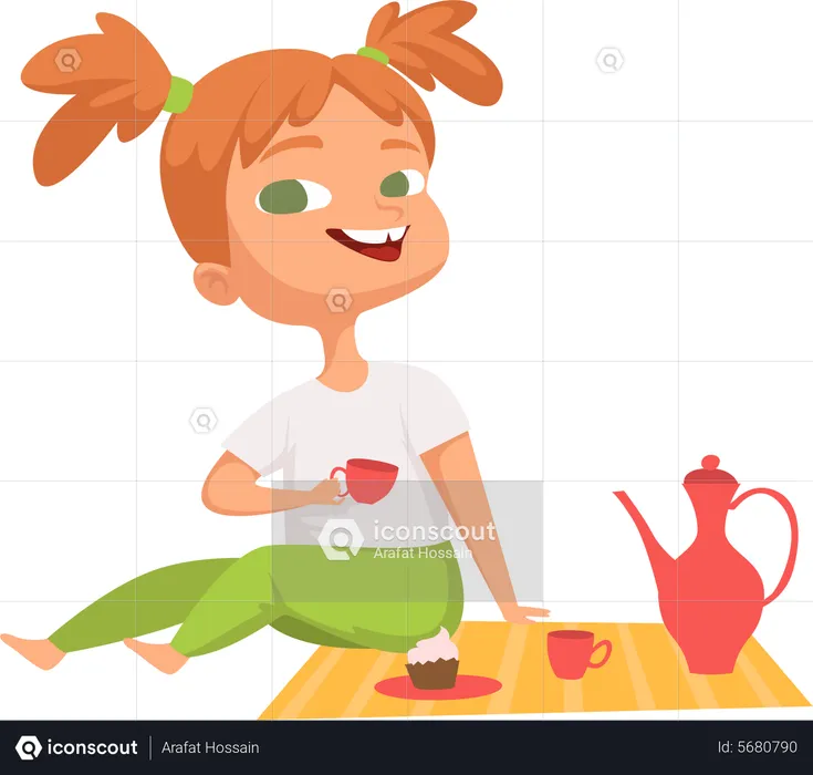 Little girl playing home  Illustration
