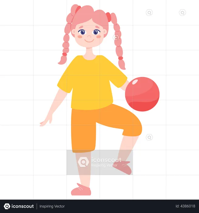 Little girl playing with ball  Illustration