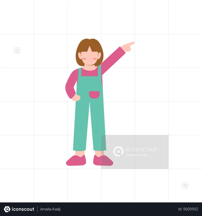 Little girl pointing finger  Illustration