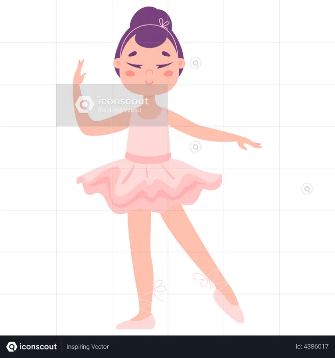 Little girl practicing Ballet dancing  Illustration