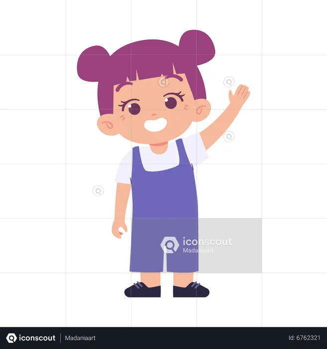 Little Girl Saying Hello  Illustration
