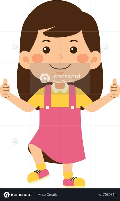 Little girl showing thumbs up  Illustration