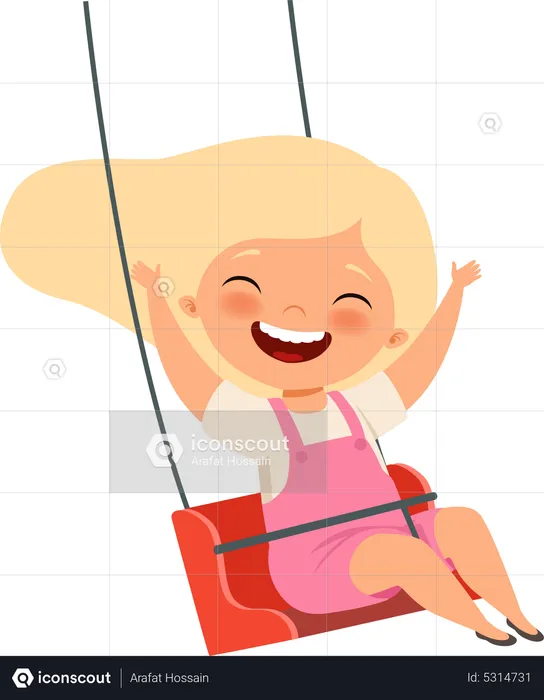 Little girl sitting in swing  Illustration