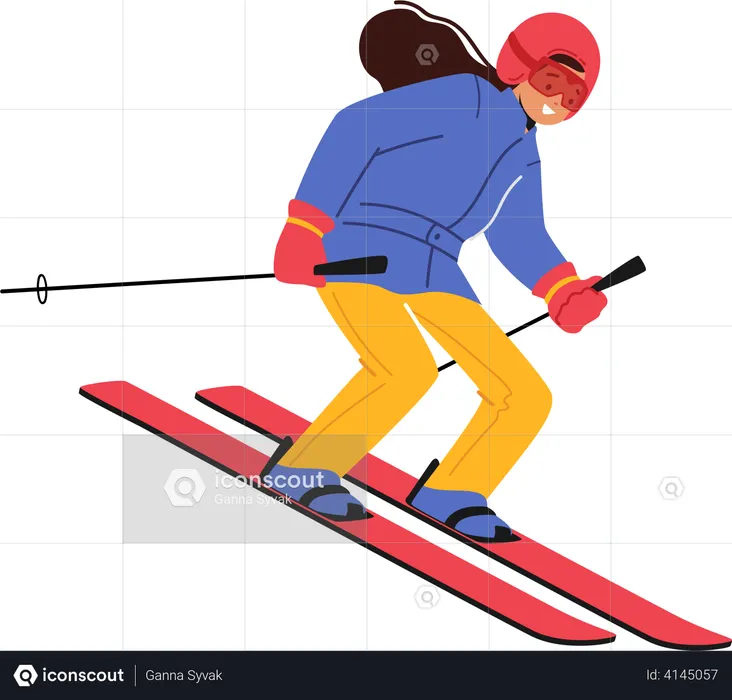 Little girl skiing  Illustration