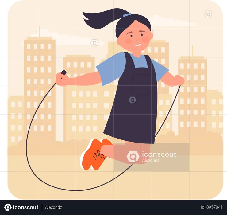 Little girl skipping rope  Illustration