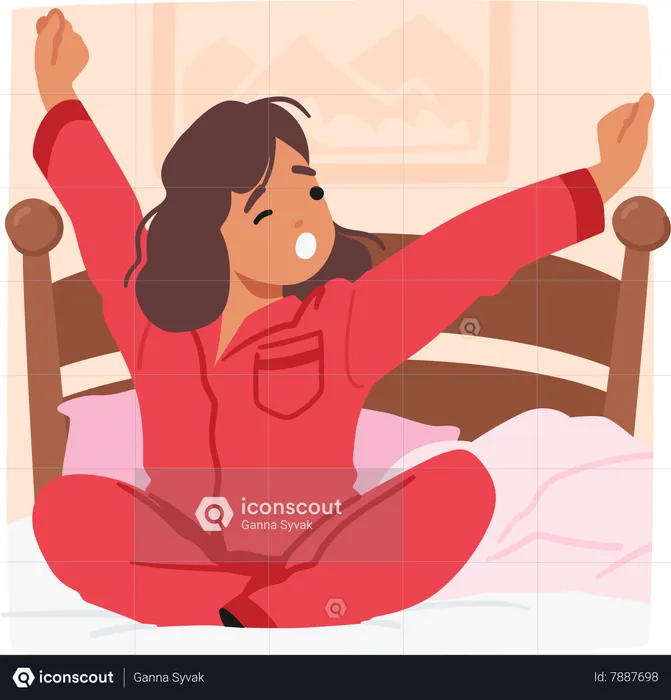 Little Girl Wakes Up  Illustration