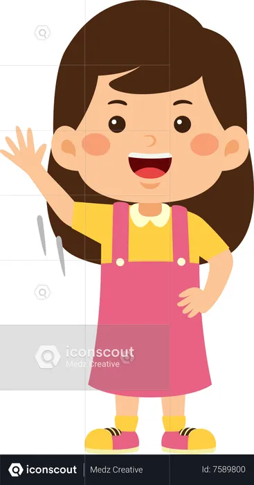 Little girl waving left hand  Illustration
