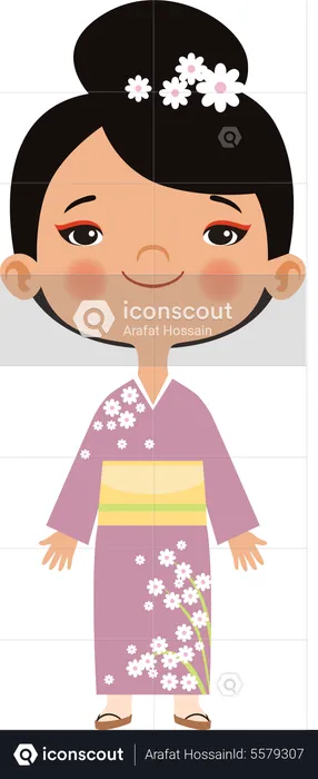 Little girl wearing asian outfit  Illustration