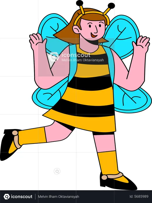 Little girl wearing Bee costume  Illustration