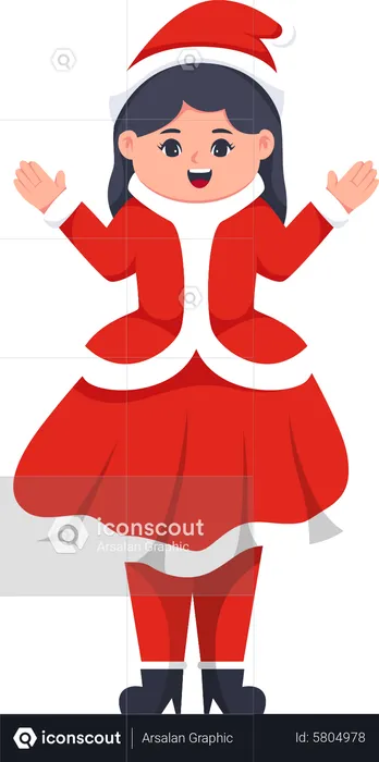 Little Girl wearing Santa Costume  Illustration