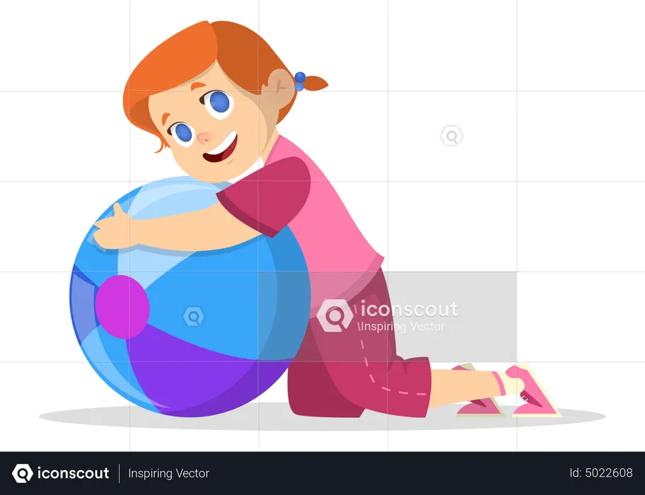 Little girl with ball  Illustration